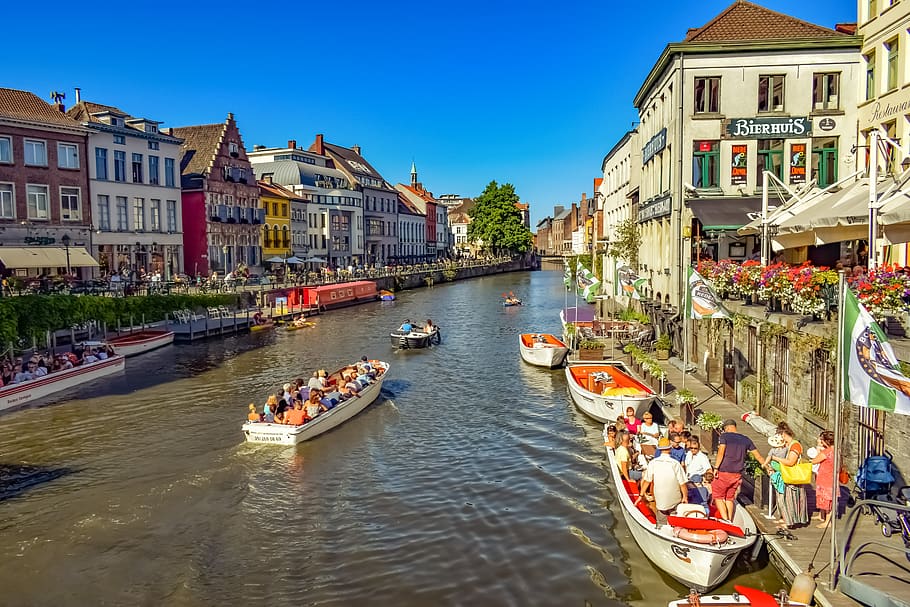 ghent, belgium, architecture, travel, city, canal, tourism, HD wallpaper