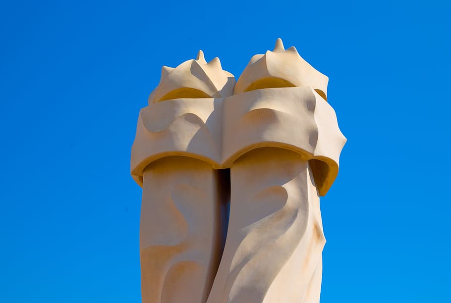 gaudi, spire, spain, blue, no people, colored background, studio shot HD wallpaper