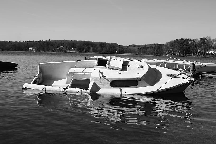 landscape, boat, cast, water, black and white, nautical vessel HD wallpaper