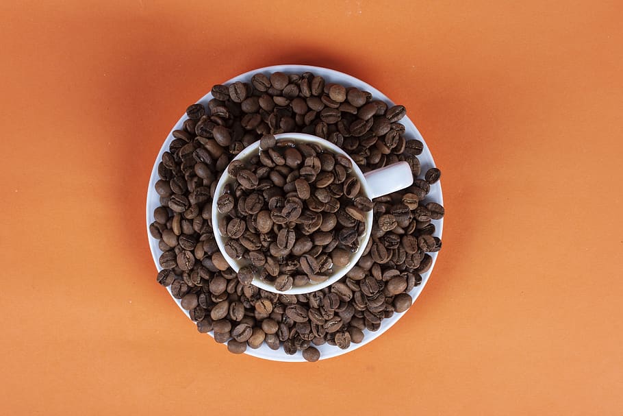 Coffee Beans in Cup, caffeine, close-up, coffee cup, color, cup of coffee HD wallpaper