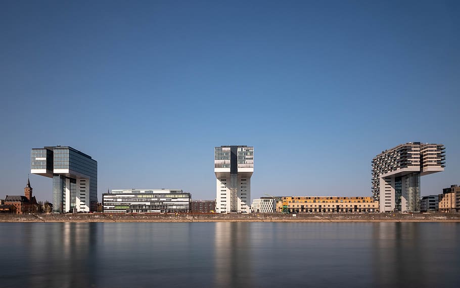 cologne, rhine, germany, architecture, crane homes, houses HD wallpaper