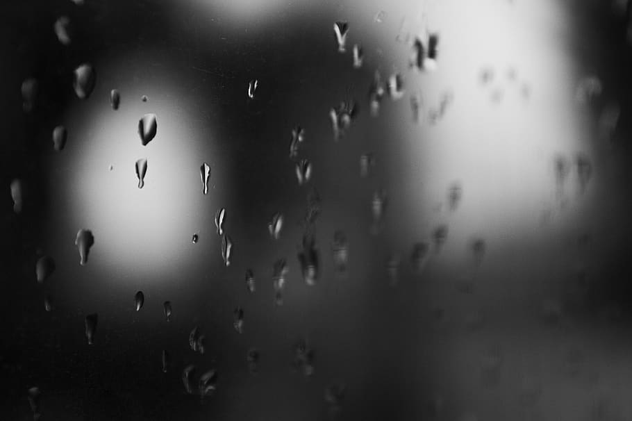 drop, window, black and white, rain drop, wet, water, glass - material HD wallpaper