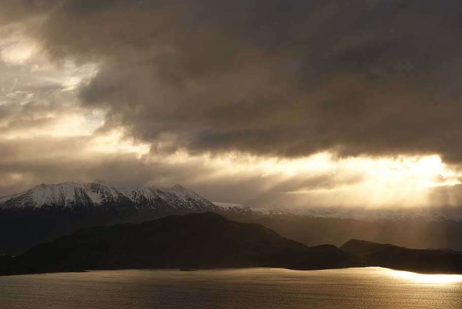 sky, dramatic view, landscape, mountain view, storm, light HD wallpaper
