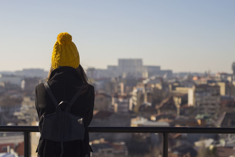 romania, bucharest, back, city, view, girl, indie, vibe, panorama, HD wallpaper