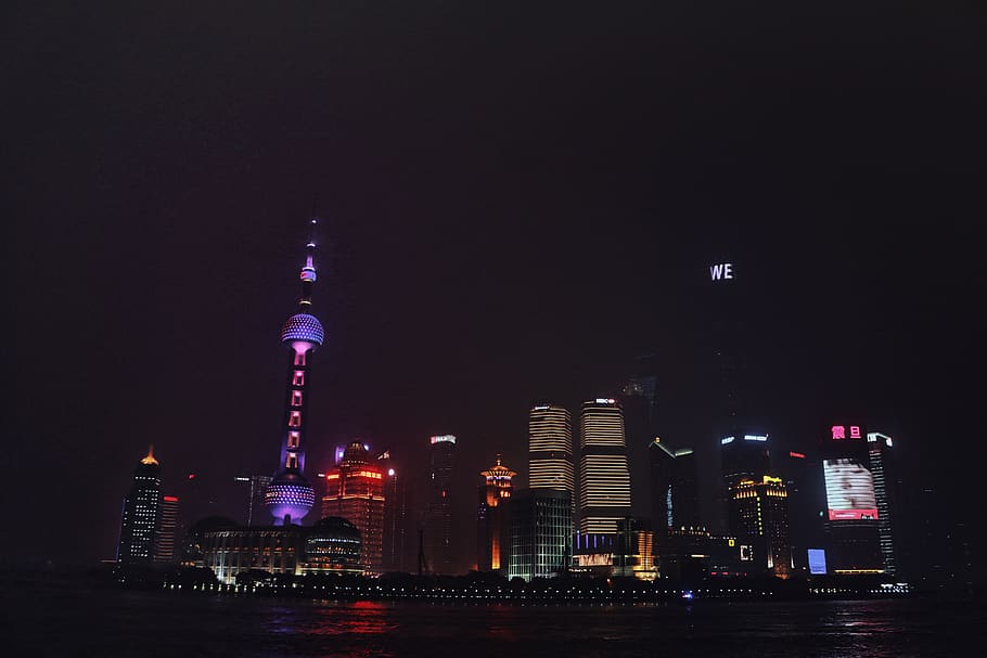 Oriental Pearl Tower, building, shanghai, china, urban, night, HD wallpaper