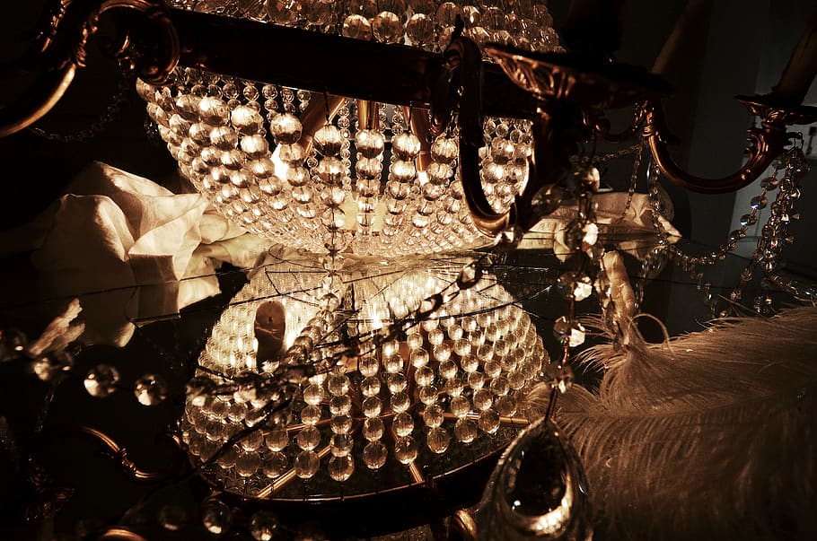 mirror, fur, romance, light, indoors, no people, metal, lighting equipment HD wallpaper