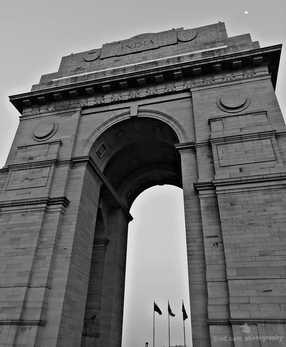 Gray India Arch Under Gray Clouds, arched, architecture, art HD wallpaper