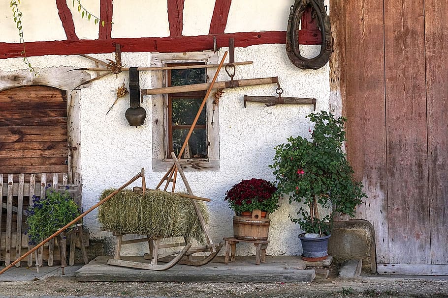 herbstimpression, stall, old barn, scale, bolt construction HD wallpaper