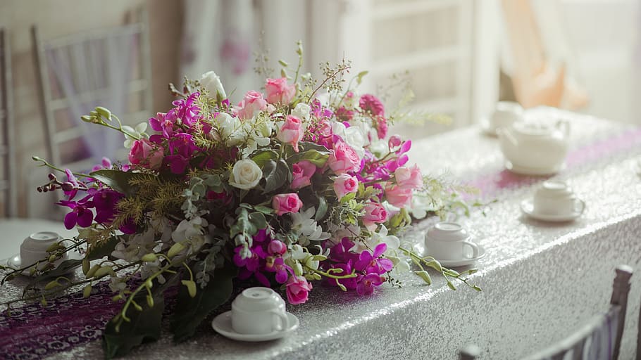 Photography of Flowers near Cups, beautiful, bloom, blooming HD wallpaper