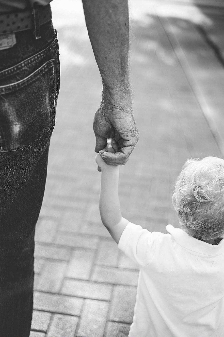 boy holding hands with person on road, real people, rear view HD wallpaper