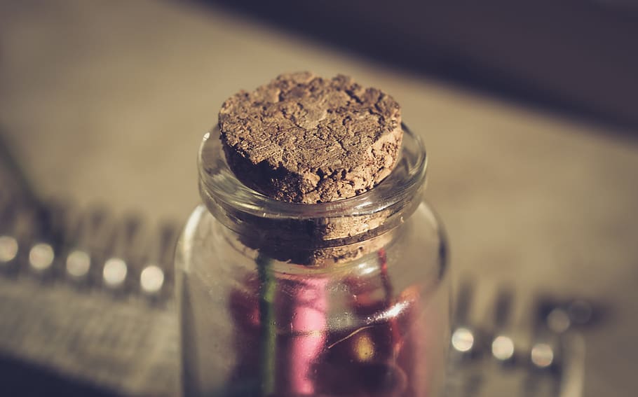 Selective Focus Photo of Bottle With Cork, blurred background HD wallpaper