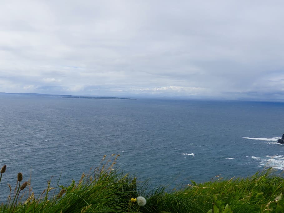 ireland, cliffs of moher, water, seascape, oceanscape, blue, HD wallpaper