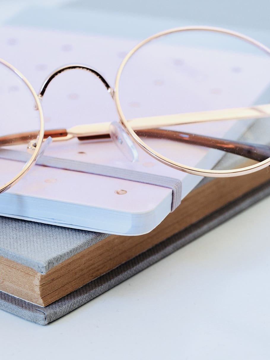 eyeglasses on book, still life, close-up, no people, indoors HD wallpaper