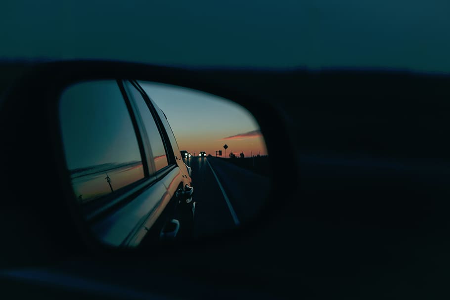 car, vehicles, side, mirror, reflection, sky, clouds, transportation HD wallpaper