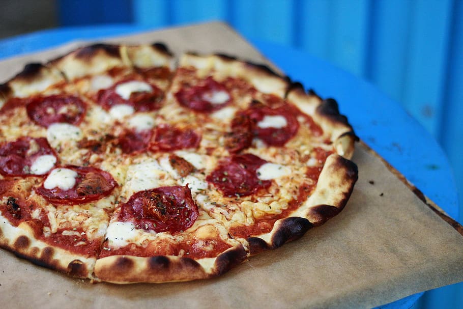 pepperoni pizza, food, food and drink, cheese, unhealthy eating HD wallpaper