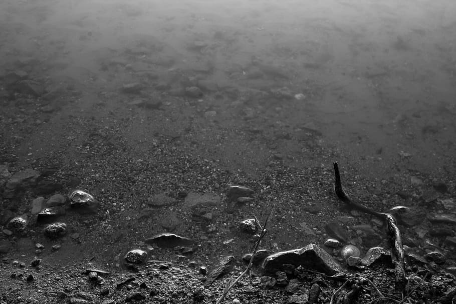 water, black, white, nature, no people, land, high angle view HD wallpaper