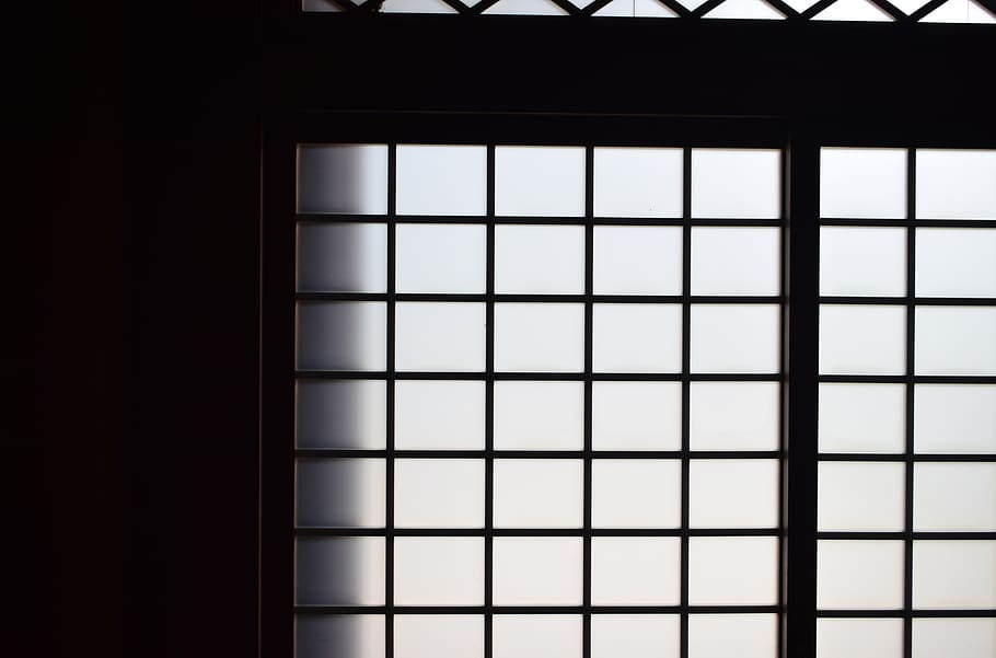 japan, architecture, temple, window, indoors, pattern, no people, HD wallpaper