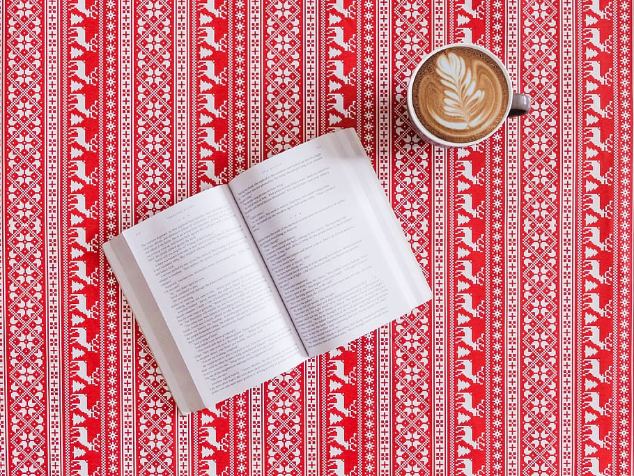 white ceramic mug, pattern, directly above, food and drink, still life HD wallpaper
