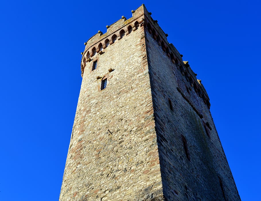 Low Angle View of Tower Against Clear Blue Sky, ancient, architecture HD wallpaper