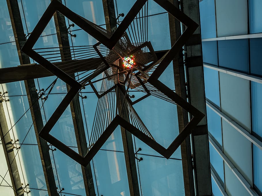 building, architecture, window, skylight, triangle, office building HD wallpaper