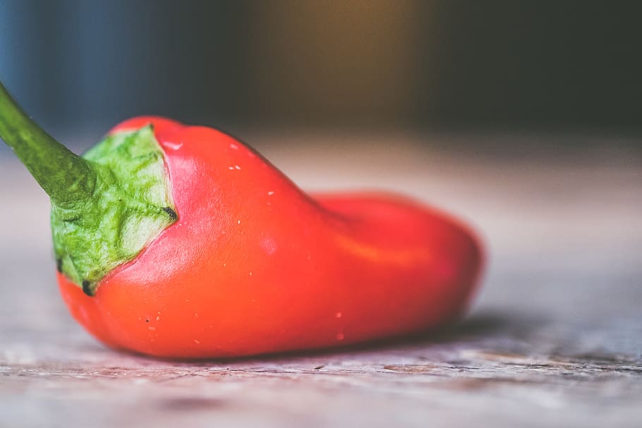 Selective Focus Photo of Red Pepper, background, blurred background HD wallpaper