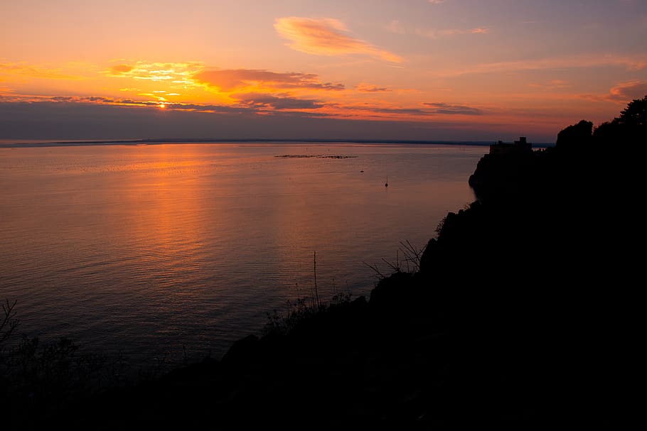 sunset, sky, scenics - nature, beauty in nature, silhouette HD wallpaper