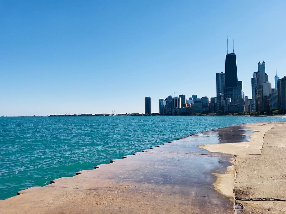 united states, chicago, john hancock, lake michigan, navy pier, HD wallpaper