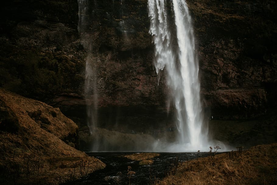 waterfalls surrounded by rocks, scenics - nature, motion, beauty in nature HD wallpaper