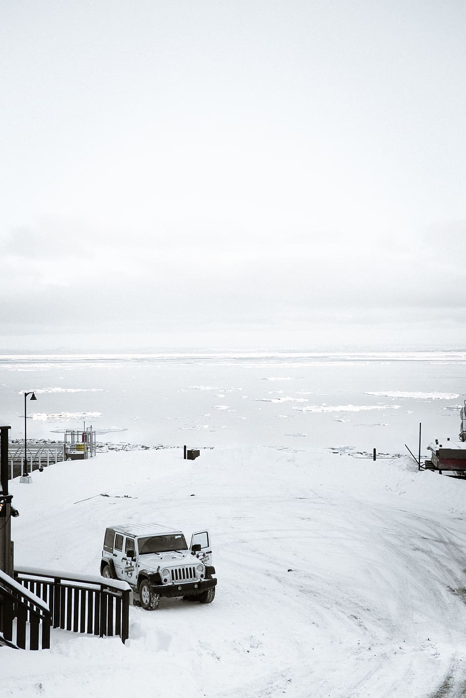 canada, charlevoix, water, stream, glacier, car, winter, white HD wallpaper