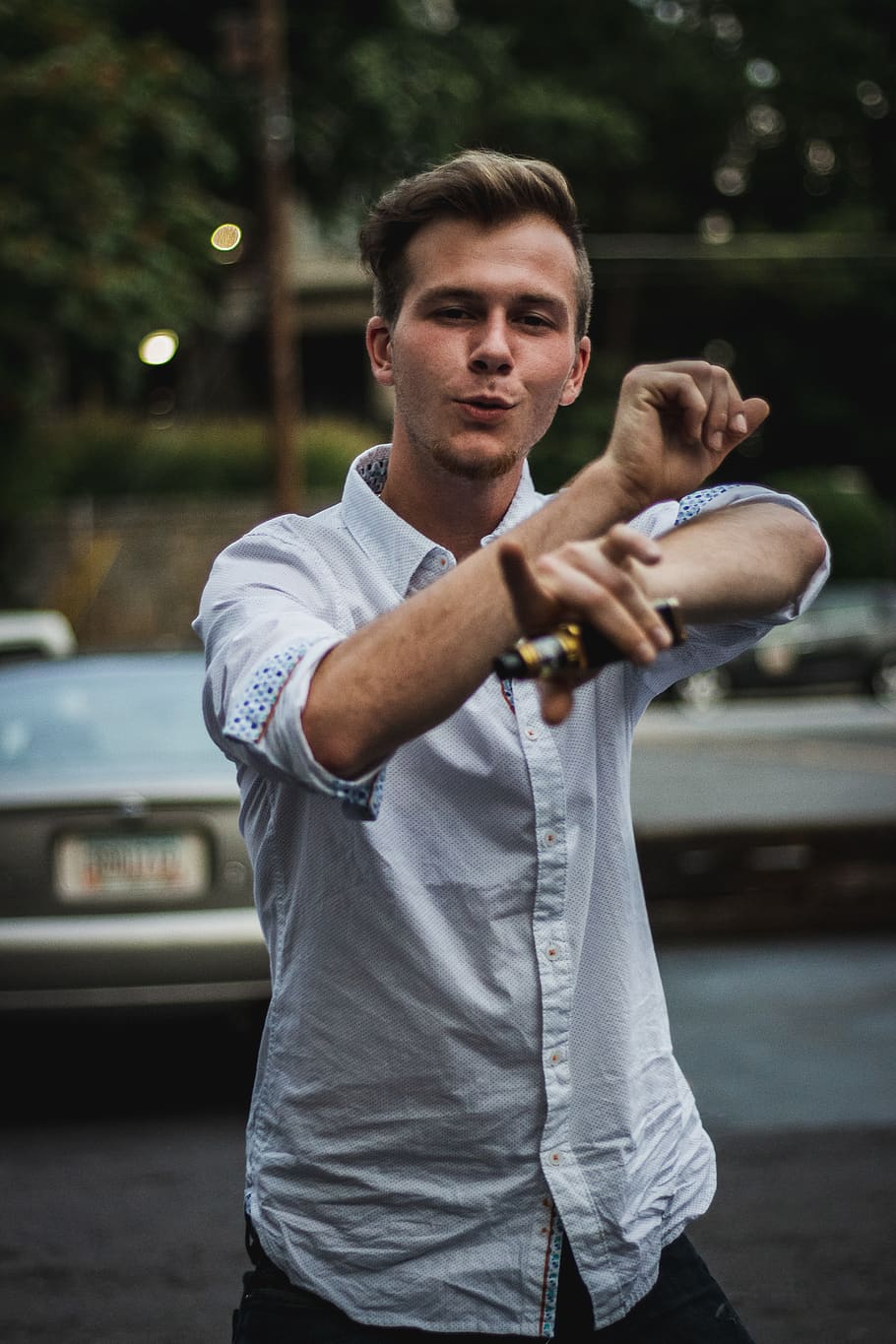 man posing for photo, person, people, human, vehicle, automobile HD wallpaper