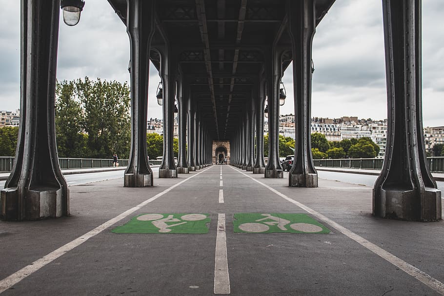 france, paris, pont de bir-hakeim, street, bridge, symetry, HD wallpaper