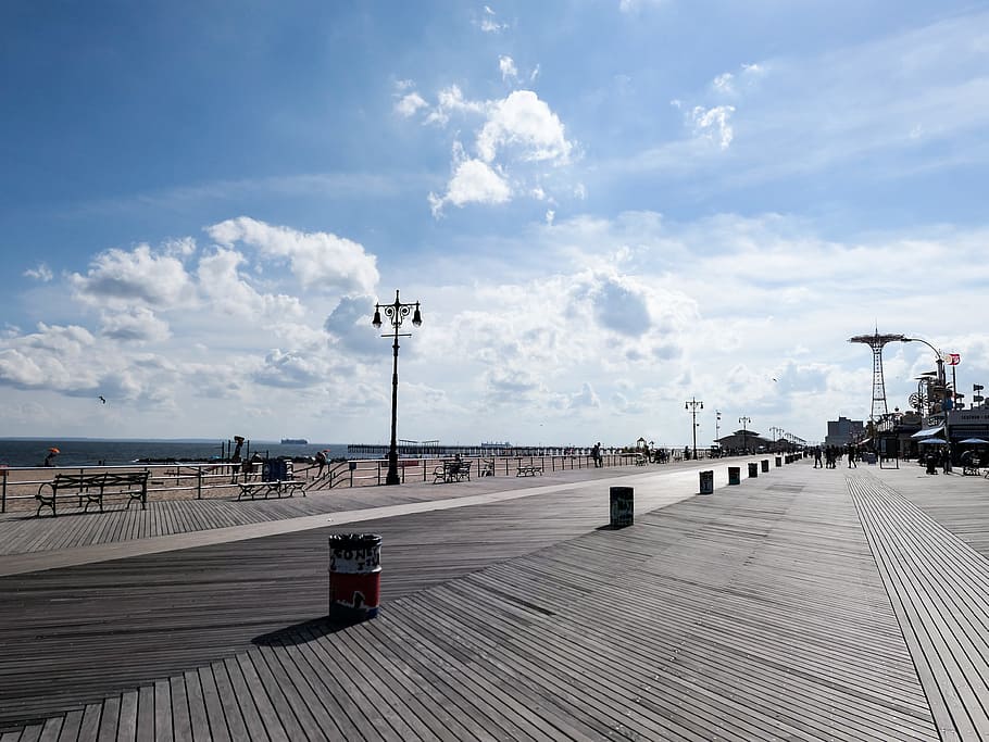 HD wallpaper: Coney Island Boardwalk, Beaches, City, Clouds, New York ...