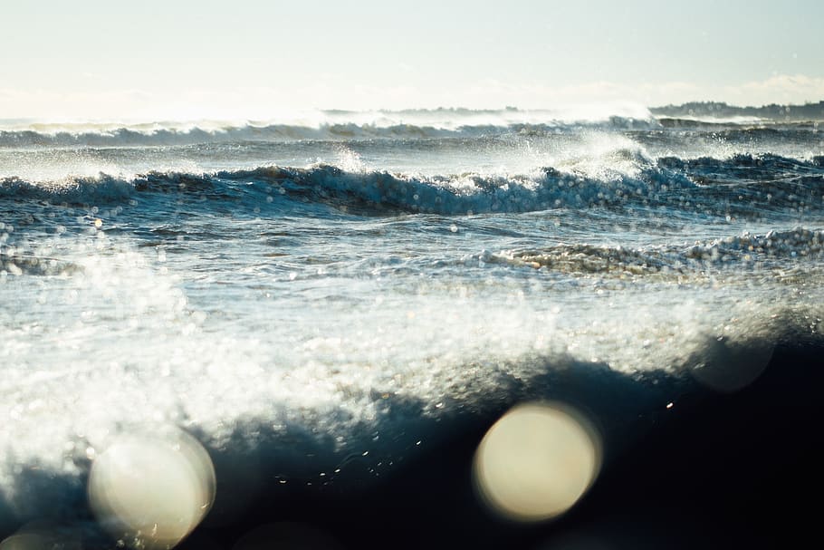 sea waves at daytime, water, motion, sport, aquatic sport, beauty in nature HD wallpaper