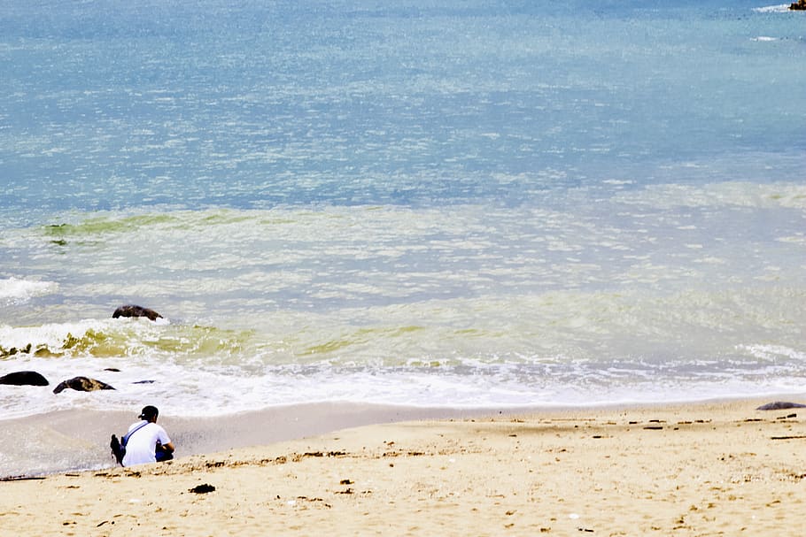 japan, itoshima, sea, water, land, beach, wave, real people HD wallpaper