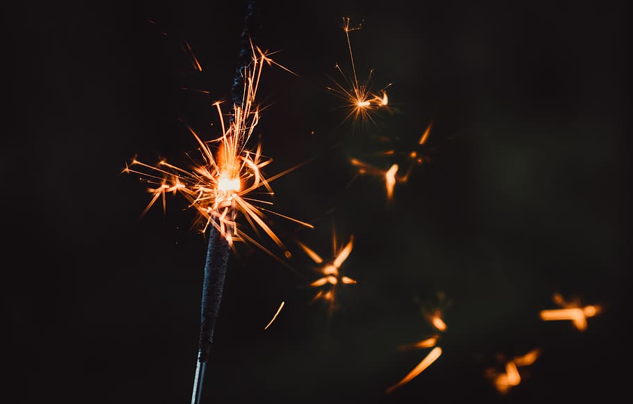 black and red sparkler, nature, outdoors, fireworks, night, light HD wallpaper
