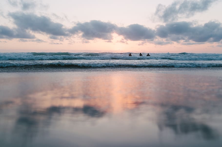 ocean under cloudy sky during sunset, water, sea, beauty in nature HD wallpaper