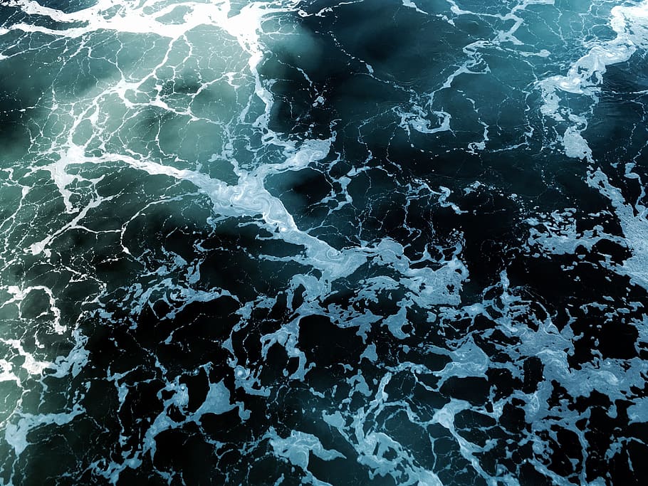 wavy body of water, foam, swirl, puget sound, teal, sea, sea foam, HD wallpaper