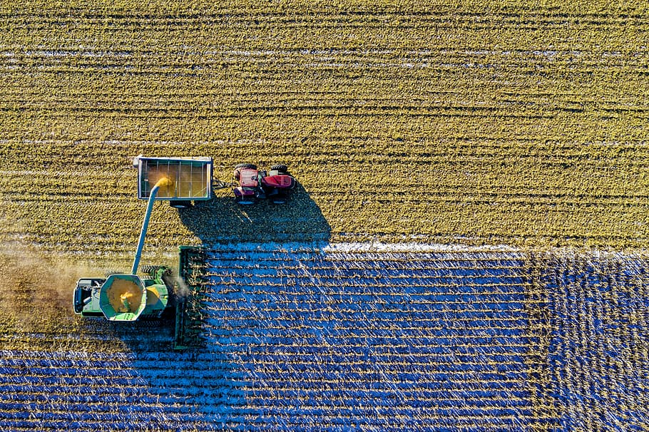 Top View of Green Field, aerial shot, aerial view, agriculture