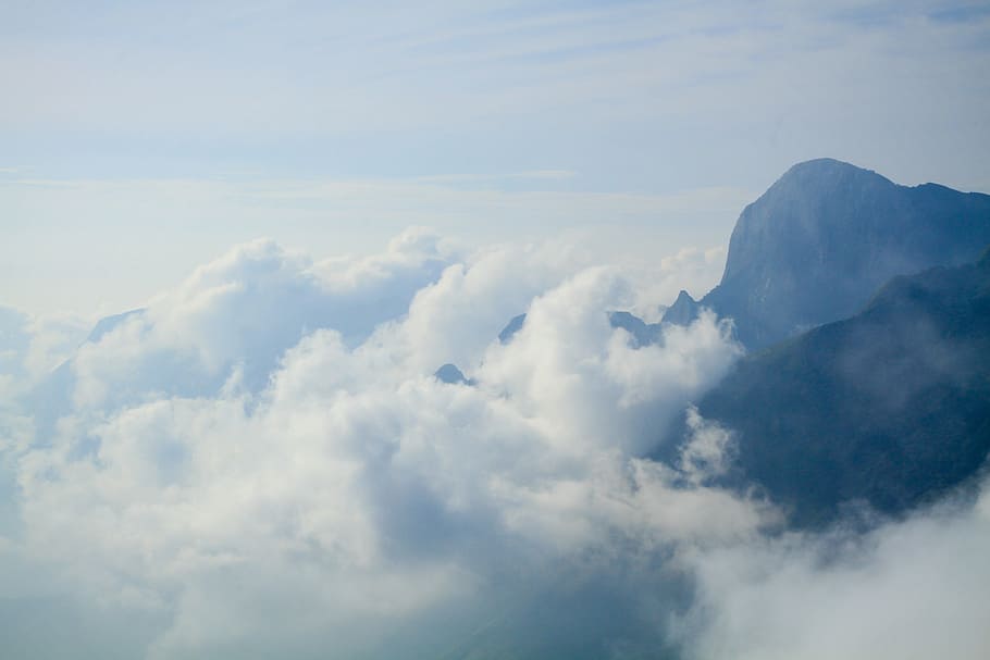 Clouds Formation on Top of Mountain Photography, cloudiness, cloudscape HD wallpaper