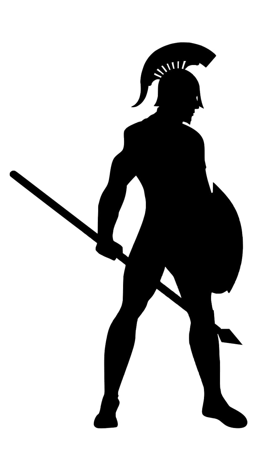 Illustration of spartan in silhouette., army, roman, soldier