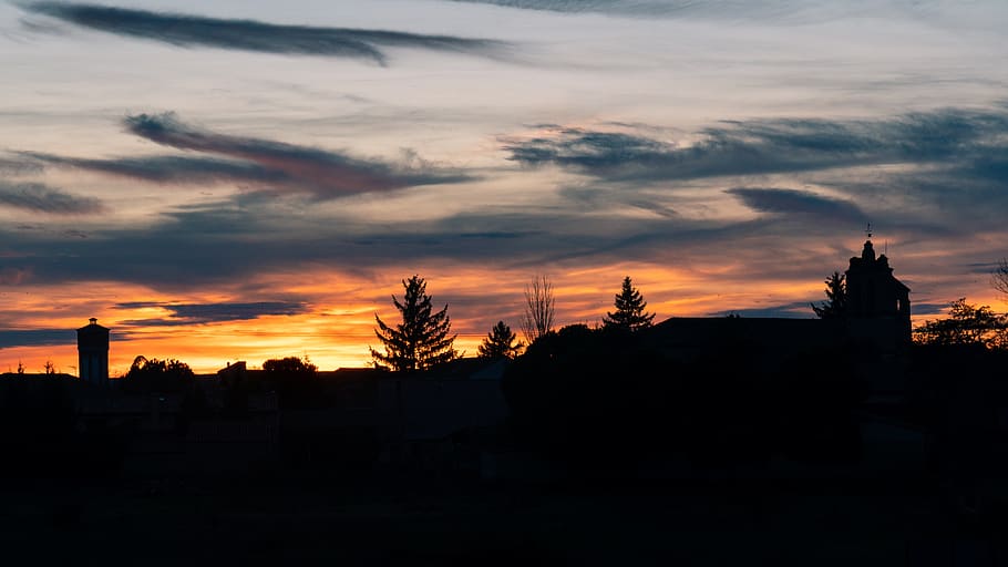 sunset, people, sky, colors, clouds, cloud - sky, silhouette HD wallpaper