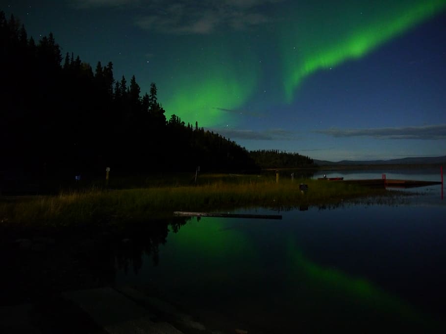 nature, outdoors, night, aurora, water, alaska, northern lights