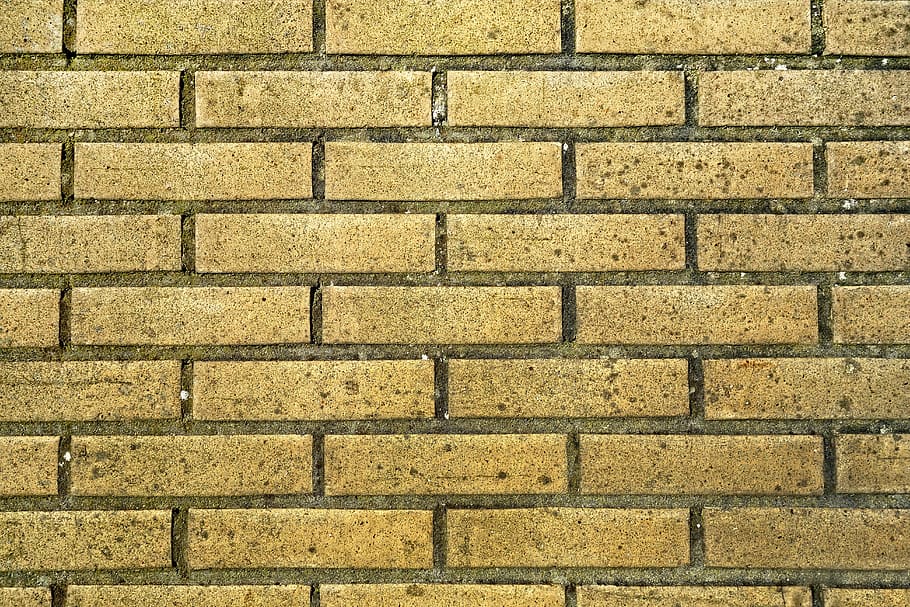brick wall, yellow brick wall, brickwork, masonry, seam, mortar, HD wallpaper