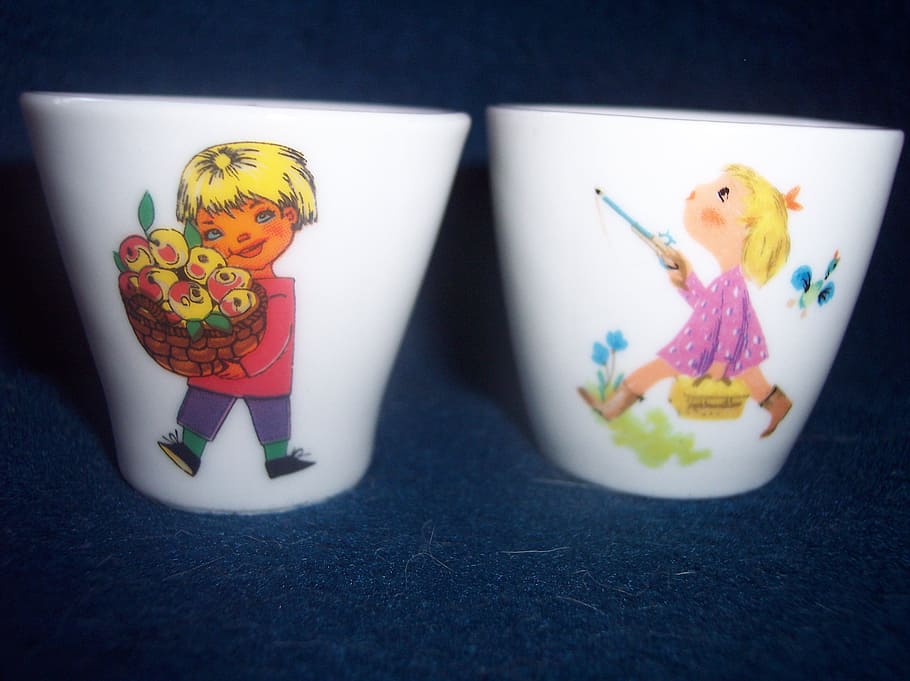 egg, cups, eggcup, porcelain, kitchenware, children, art and craft HD wallpaper