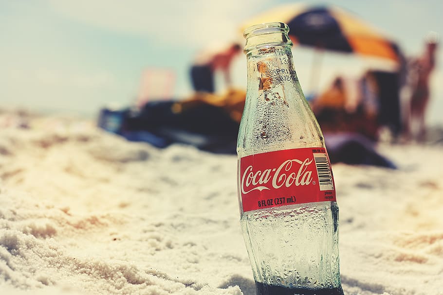 coke, coca cola, bottle, soda, pop, vintage, beach, miami, sand, HD wallpaper