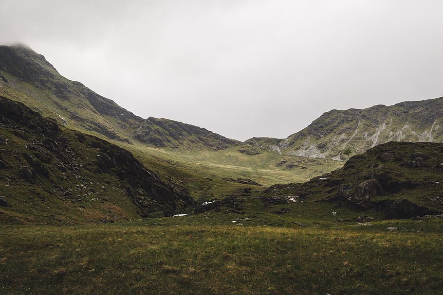 nature, landscape, mountain, clouds, sky, grass, field, travel HD wallpaper
