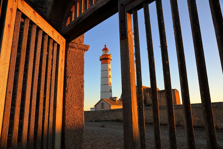 france, bretagne, pointe de mathieu, lighthouse, built structure, HD wallpaper