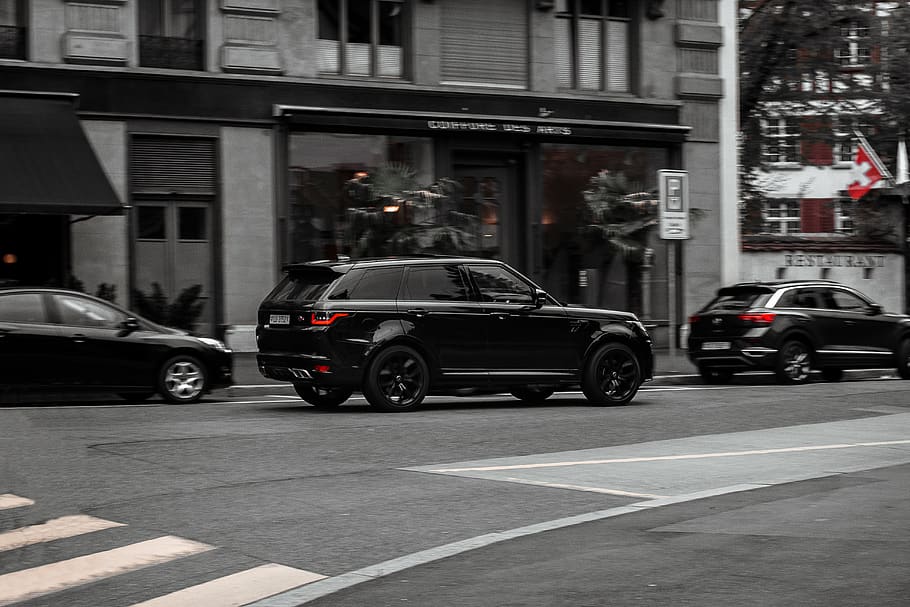 black SUV near the building, tarmac, asphalt, car, vehicle, transportation HD wallpaper