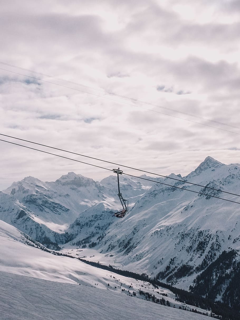 switzerland, davos, sertig-dörfli, ski, lift, mountains, alps, HD wallpaper