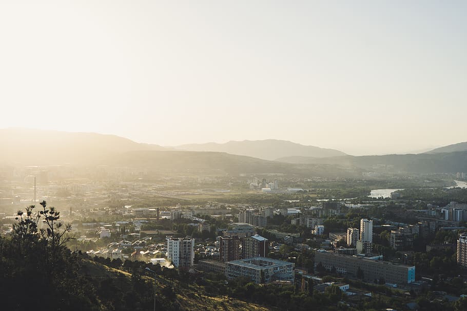 georgia, tbilisi, skyline, sunset, foggy, city, საქართველო HD wallpaper